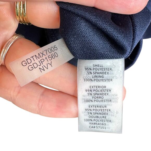 Guess NWT Navy Crepe Fabric Orange & White Bead Embellished Choker Sheath Dress - Picture 12 of 13